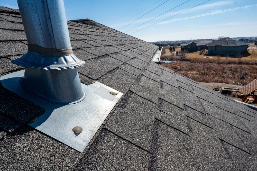 Ventilation on the shingle roof with silicone seal and waterproofing for watertightness