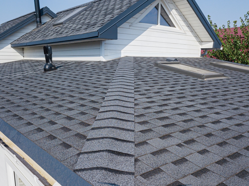 Close-up view of asphalt shingles