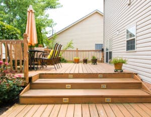 Patio and garden on deck building