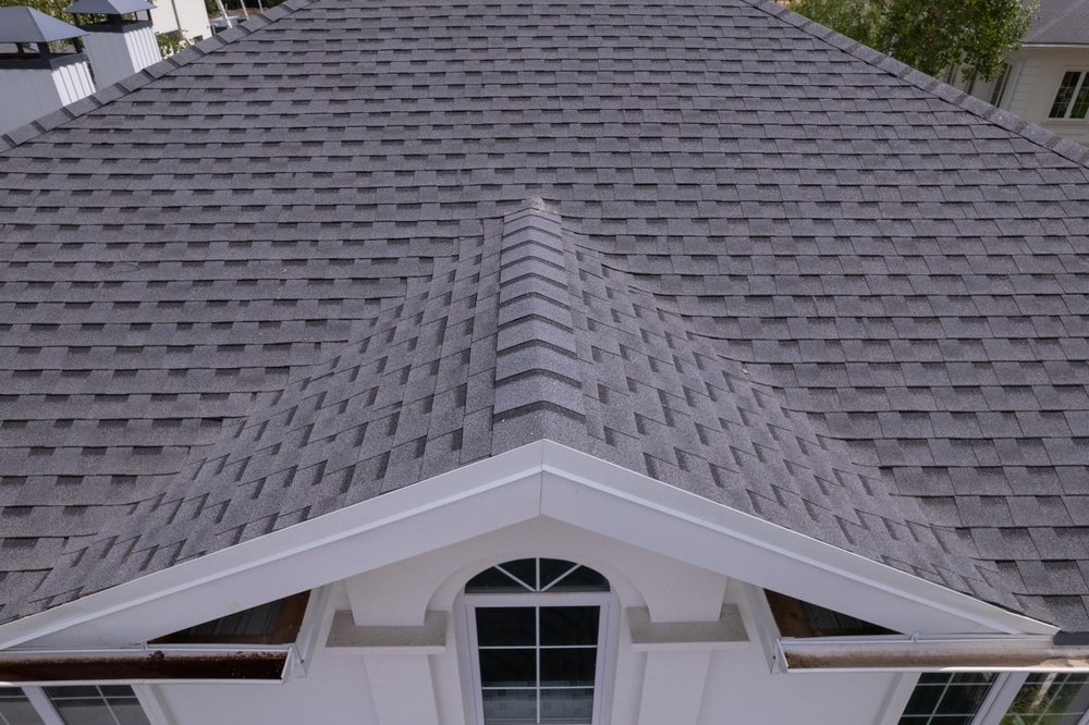 Close up view of asphalt roofing shingles
