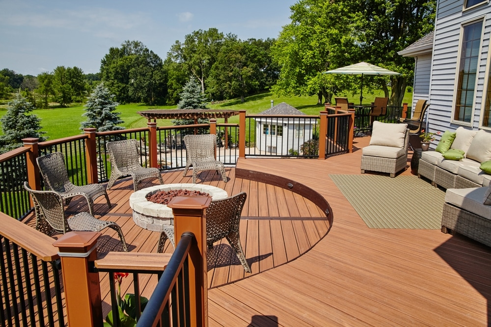 Luxury Outdoor Deck with Fire Pit Seating