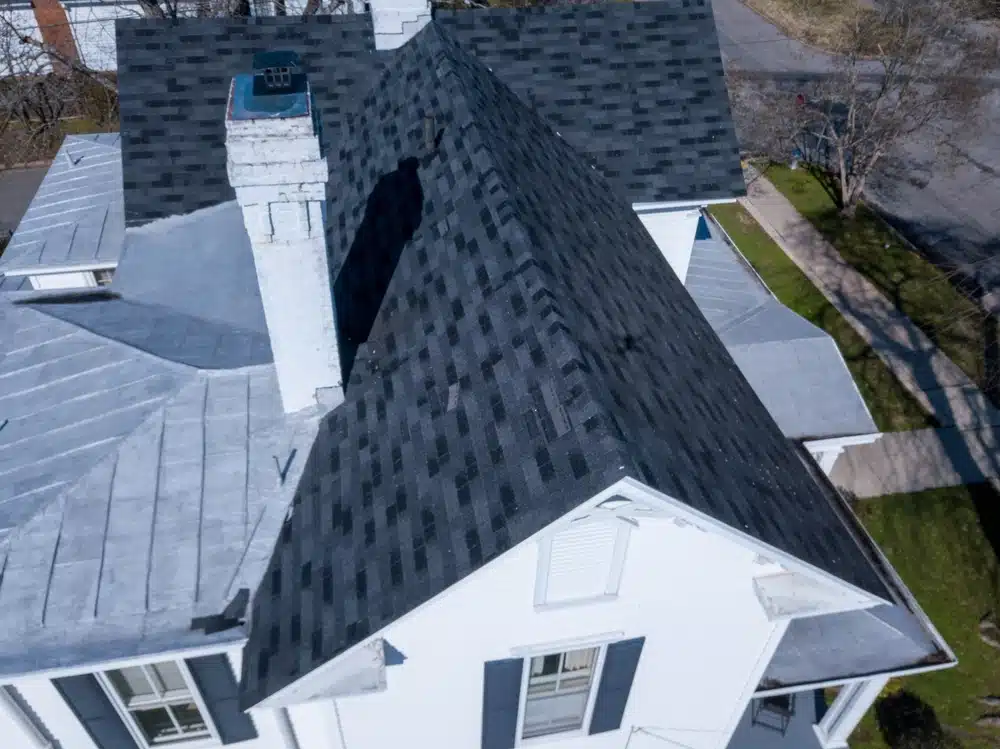 Drone photos of home roof inspection
