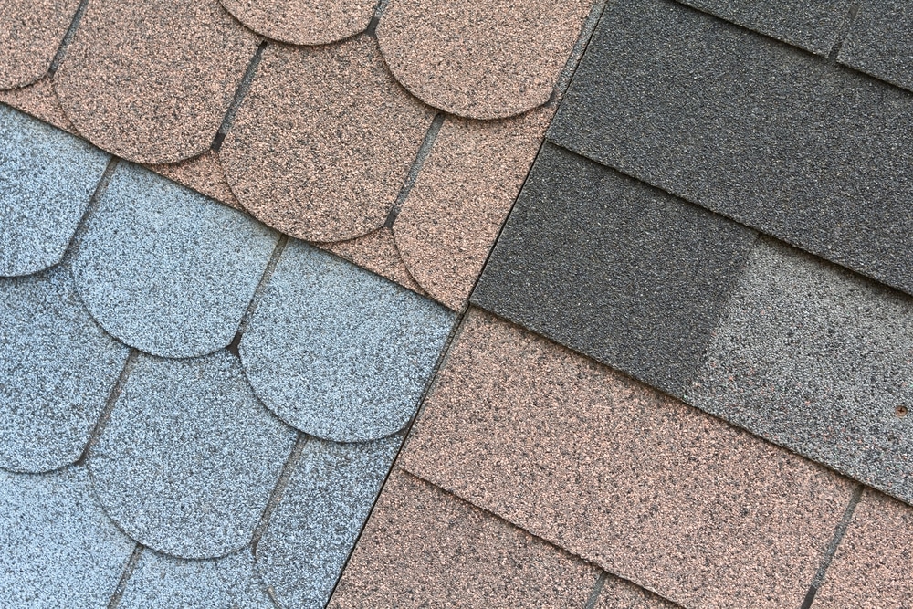 Soft roof, roof tiles, flexible shingles. Roof tiling texture.
