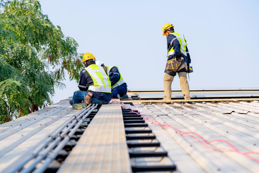 Roofing Repairers Working on Roofing Installation Project