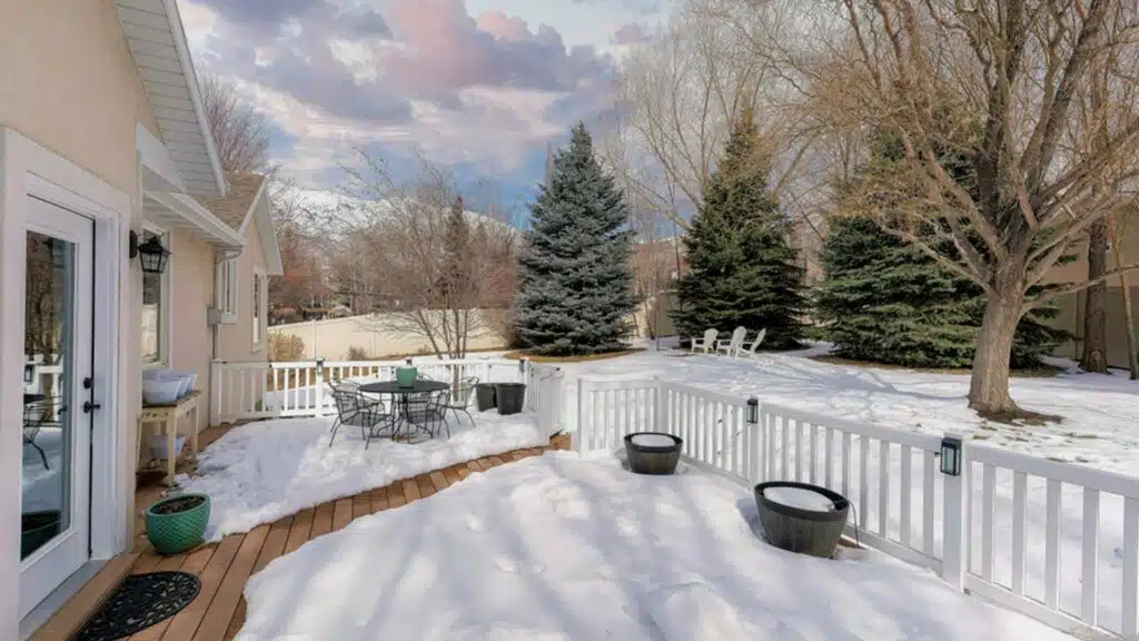 winter decking, deck building in winter, deck replacement - old materials are removed and new decking installed