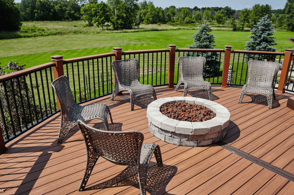 a ready deck building with a residential home outdoor