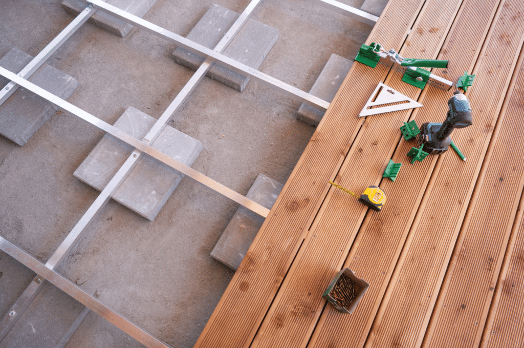 installation of deck building in a residential house