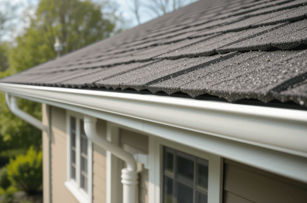 Close-up of a weathered asphalt shingle roof edge, showing how poor roof ventilation shortens shingle life and roof lifespan